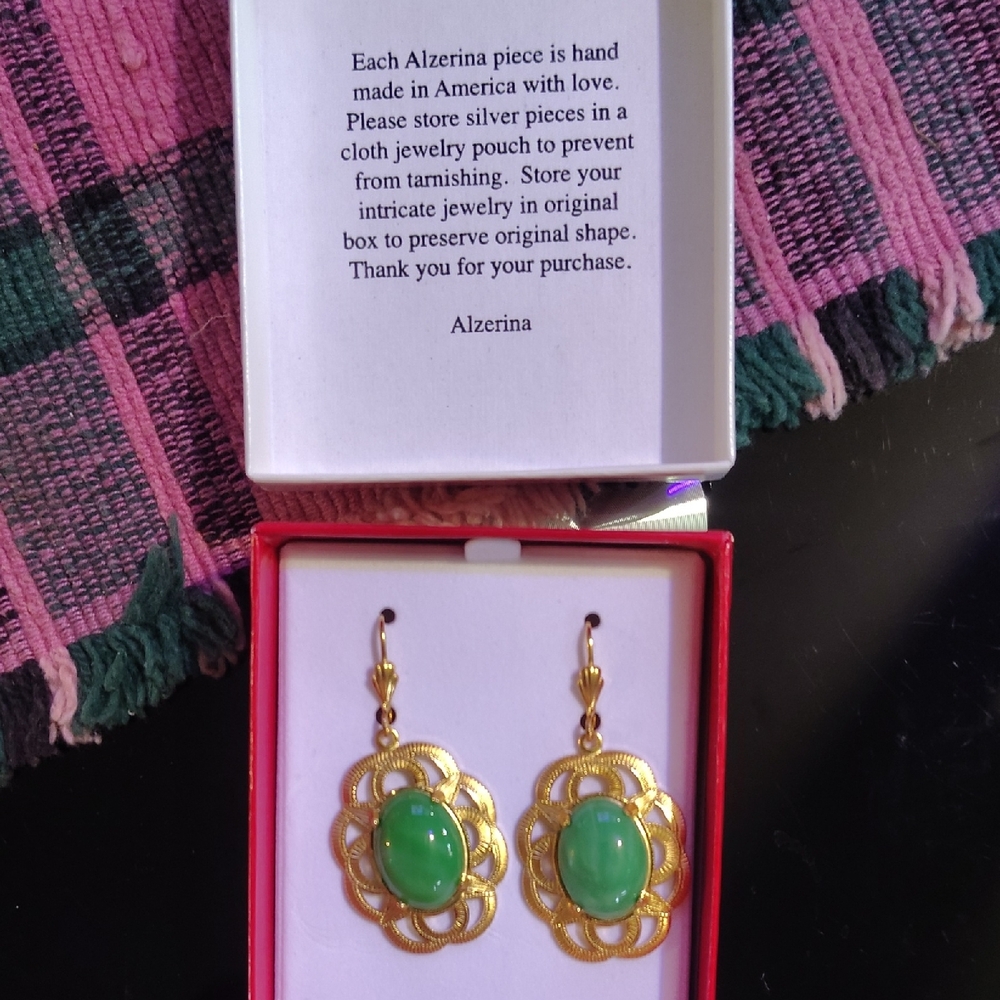 Gold and Green Statement Earrings